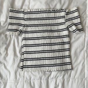 striped off the shoulder top
